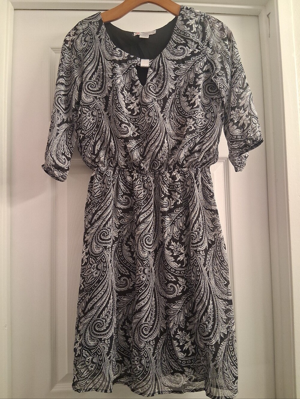Vintage Luscious Los Angeles Black Patterned Dress Small